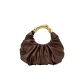Sac croissant marron rétro à plis avec poignée métallique dorée design pour femme - Marron