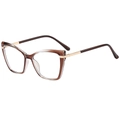 Cat-eye glasses frame featuring tortoise gradient upper and transparent lower rims - Gradient Tea Frame