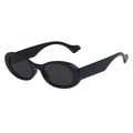 Classic black oval frame sunglasses with retro jelly finish and dark lenses - Black Frame Black Grey Lens