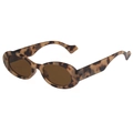Classic retro oval sunglasses with tortoise shell frame and translucent brown lenses - Tortoiseshell Frame Tea Lens