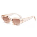 Modern vintage cat eye sunglasses in transparent peach frame with brown lenses - Champagne Frame Gradient Tea Lens