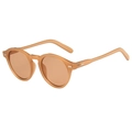 Vintage round tea sunglasses with translucent frames and silver rivets in side view - Jelly Tea Frame Tea Lens