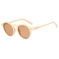 Fashionable retro round sunglasses in cream beige frame with dark brown lenses - Beige Frame Tea Lens