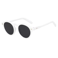 White round frame sunglasses with black lenses and gold rivet accents on the side - White Frame Dark Grey Lens