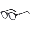 Fashionable retro round black sunglasses with silver rivet accents and UV protection - Black Frame Decorative Glasses
