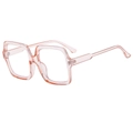 Vintage oversized square pink transparent anti-blue light glasses with a stylish frame - Pink Frame