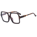 Retro square oversized tortoiseshell blue light blocking glasses with stylish leopard frame - Tortoise Frame