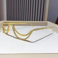Montatura occhiali a giorno dorata con strass e dettaglio catena pendente chic - Oro