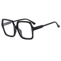 Classic black square oversized anti-blue light glasses frame in a retro fashion style - Black Frame