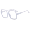 Retro oversized square white frame blue light blocking glasses with metal rivet detail - White Frame