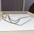 Occhiali a mezza montatura argento ondulati con strass scintillanti per uno stile trendy - Argento
