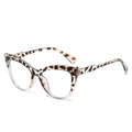 Classic cat-eye blue light blocking glasses with leopard print and clear frame accent - Leopard Frame