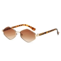 Retro diamond-frame sunglasses with gradient tea lenses and tortoiseshell metal arms - Gold Frame Gradient Tea Lens