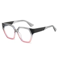 Chic polygonal sunglasses with black-pink gradient frame and wide black temples - Gray and Pink Frame