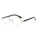 Vintage geometric metal frame sunglasses with black temples and transparent lenses - Gold Frame