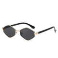Lunettes de soleil hexagonales avec monture en métal doré et verres foncés - Monture Or Noir Gris