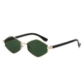 Lunettes de soleil rétro avec verres hexagonaux vert foncé et pont en métal doré - Monture Or Vert