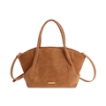 Bruine vintage plooitas met grote capaciteit en elegante goudkleurige details - Bruin