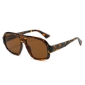 Retro pilot sunglasses featuring tortoise shell frames and dark brown lenses for fashion - Leopard Frame / Tea Lens