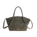 Sac fourre-tout en daim vert gris foncé avec barre dorée et poignées élégantes - Vert