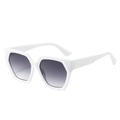 Retro geometric sunglasses featuring a thick white frame and grey gradient lenses - White Frame Gray Lens