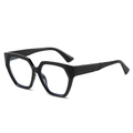Fashionable oversized hexagonal sunglasses with glossy black frames and blue light lenses - Black Frame