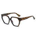 Geometric hexagonal sunglasses with classic tortoiseshell frames and blue light lenses - Leopard Frame