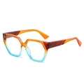 Modern hexagonal sunglasses featuring a unique orange and blue gradient frame design - Tea Blue Frame