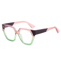Polygonal sunglasses frame with pink and green gradient lenses and chunky temples - Pink Green Frame