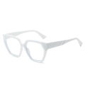 Modern white thick-framed polygon sunglasses with subtle blue tint light-blocking lenses - White Frame