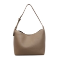 Minimalistische hobo-tasche aus taupefarbenem leder mit verstellbarem schultergurt - Khaki