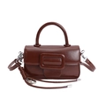 Borsa quadrata in pelle testa di moro con fibbia grande e dettagli in corda intrecciata - Con Ciondolo / Marrone