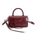 Elegante borsa a tracolla retrò rosso vino in pelle lucida con fibbia quadrata - Con Ciondolo / Borgogna