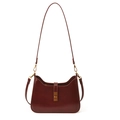 Elegante bolso de hombro burdeos de cuero con cierre de giro en bronce y correa fina - Burdeos