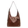 Vintage dunkelbraune große Shopper-Tasche aus Kunstleder mit verstellbarem Schultergurt - Braun