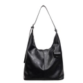 Minimalistische große schwarze Hobo-Tasche aus mattem Kunstleder mit verstellbarem Gurt - Schwarz