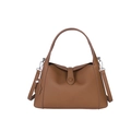 Bolso vintage de cuero marrón con grano de lichi, asa superior y bandolera - Moca