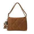 Borsa a tracolla marrone in ecopelle scamosciata con cuciture e ciondolo orso - Con Ornamento / Marrone