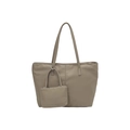 Borsa tote in nylon kaki di grande capacità con custodia coordinata, stile minimalista - Cachi