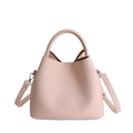 Elegante borsa a secchiello rosa pallido in pelle martellata con dettagli argento - Senza Ciondolo / Rosa