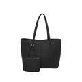 Set borsa tote nera in nylon con borsa a spalla grande e pochette con zip abbinata - Nero