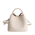 Secchiello beige da donna con trama a motivo litchi e dettagli in argento - Senza Ciondolo / Bianco