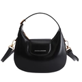 Minimalist black crescent dumpling bag with gold hardware and adjustable strap - Black
