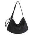 Bolso hobo clásico de cuero negro con correa de nudo y etiqueta de marca - 40*5*29 / Negro