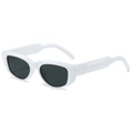 Retro white wide-frame sunglasses with dark lenses and minimalist oval design - White Frame Dark Grey Lens