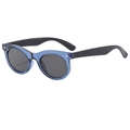 Retro oval sunglasses in transparent dark blue frame with dark grey lenses and silver rivets - Blue Frame Gray Lens