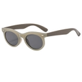 Retro oval sunglasses with olive green frames and tinted lenses for UV protection - Jelly Gray Frame Gray Lens