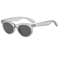 Retro oval sunglasses with transparent grey frame and grey lenses for classic style - Grey Frame / Black Grey Lens