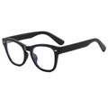 Retro oversized black square sunglasses with silver rivet accents and blue lenses - Black Frame