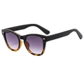 Oversized retro sunglasses with rivet details and purple gradient lenses in 45-degree view - Black Tortoise Frame Gradient Gray Lens